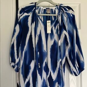 Chico's Black and Pink Graphic Blouse Relaxed Fit